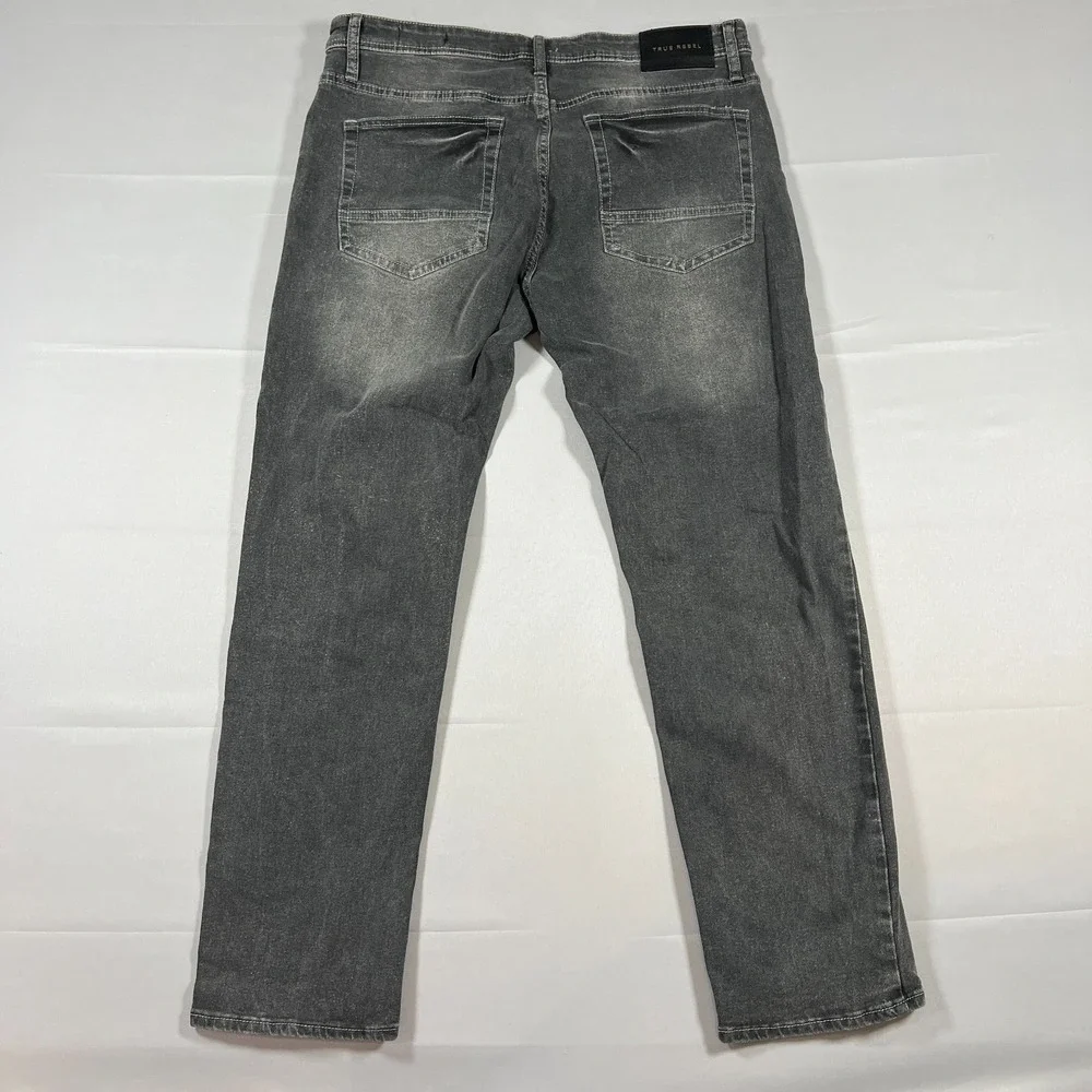 True Rebel Jeans Mens 34X30 Dark Gray Premium Denim 808 Slim Fit Straight Leg
